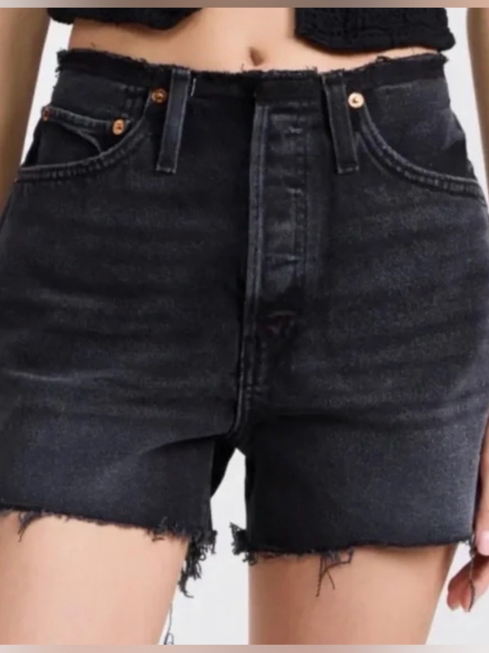 RE/DONE CUTOFF High-Waist Black Denim Women's Shorts